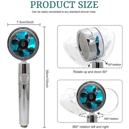 Turbocharged water saving shower