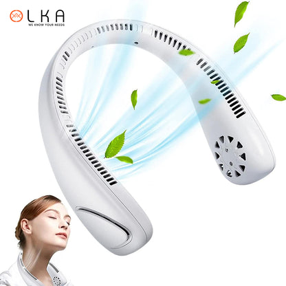 Hanging Neck Fan Portable Cooler Fan USB Leafless 360 Degree Neckband Fan 78 Surround Air Outlets Rechargeable mini fan