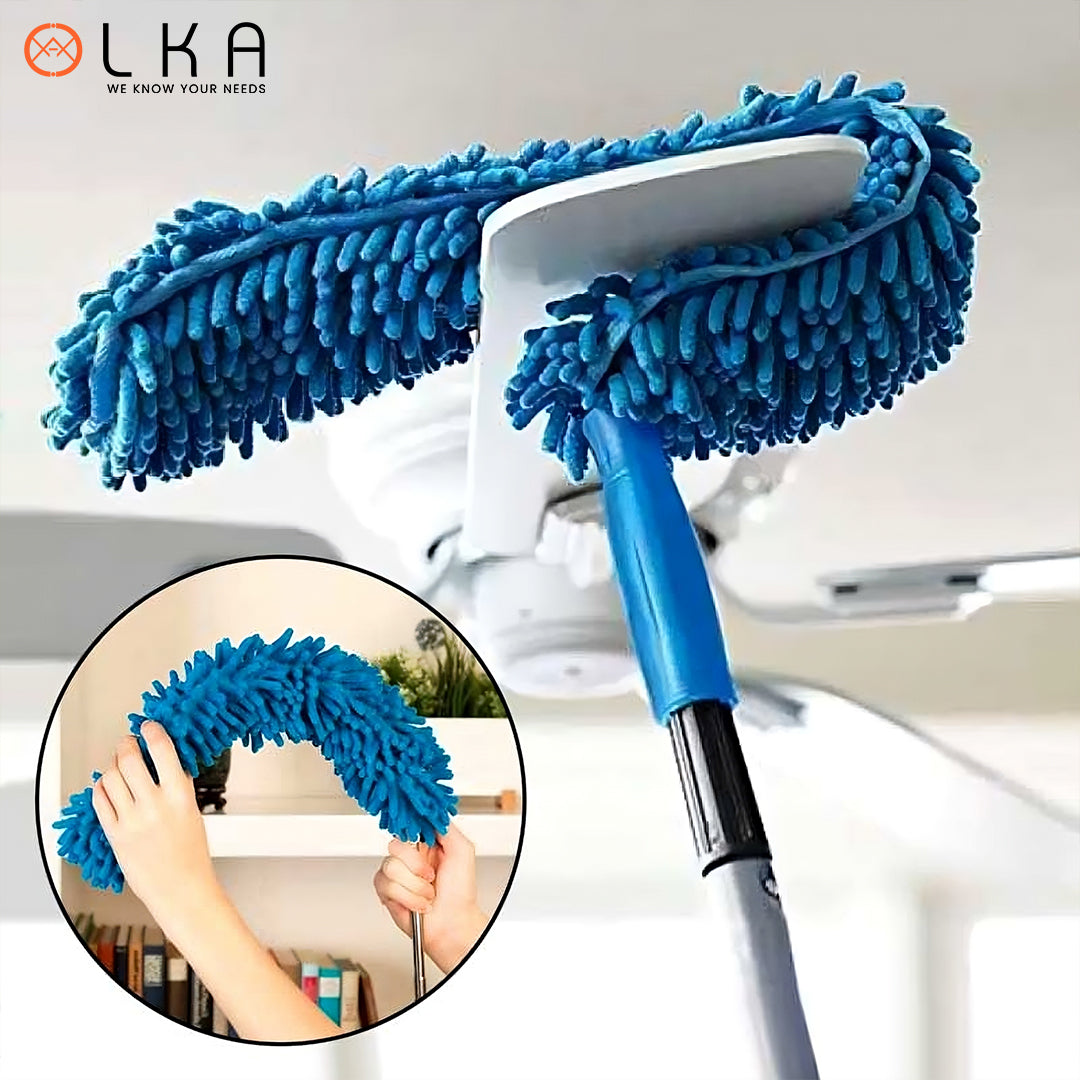 Flexible Micro Fiber Duster With Telescopic Stainless Steel Handle for Fan Cleaning Specially