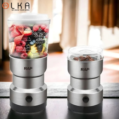 Electric Coffee Grinder 2-In-1 Kitchen Cereals Nuts Beans Spices Grains Grinder Machine Multifunctional Portable Blender Juicer