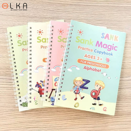 Kids Magic Practice Copybook Cross Border New Full English Calligraphy Learning Letters Numbers Math Drawing 4 Different Books