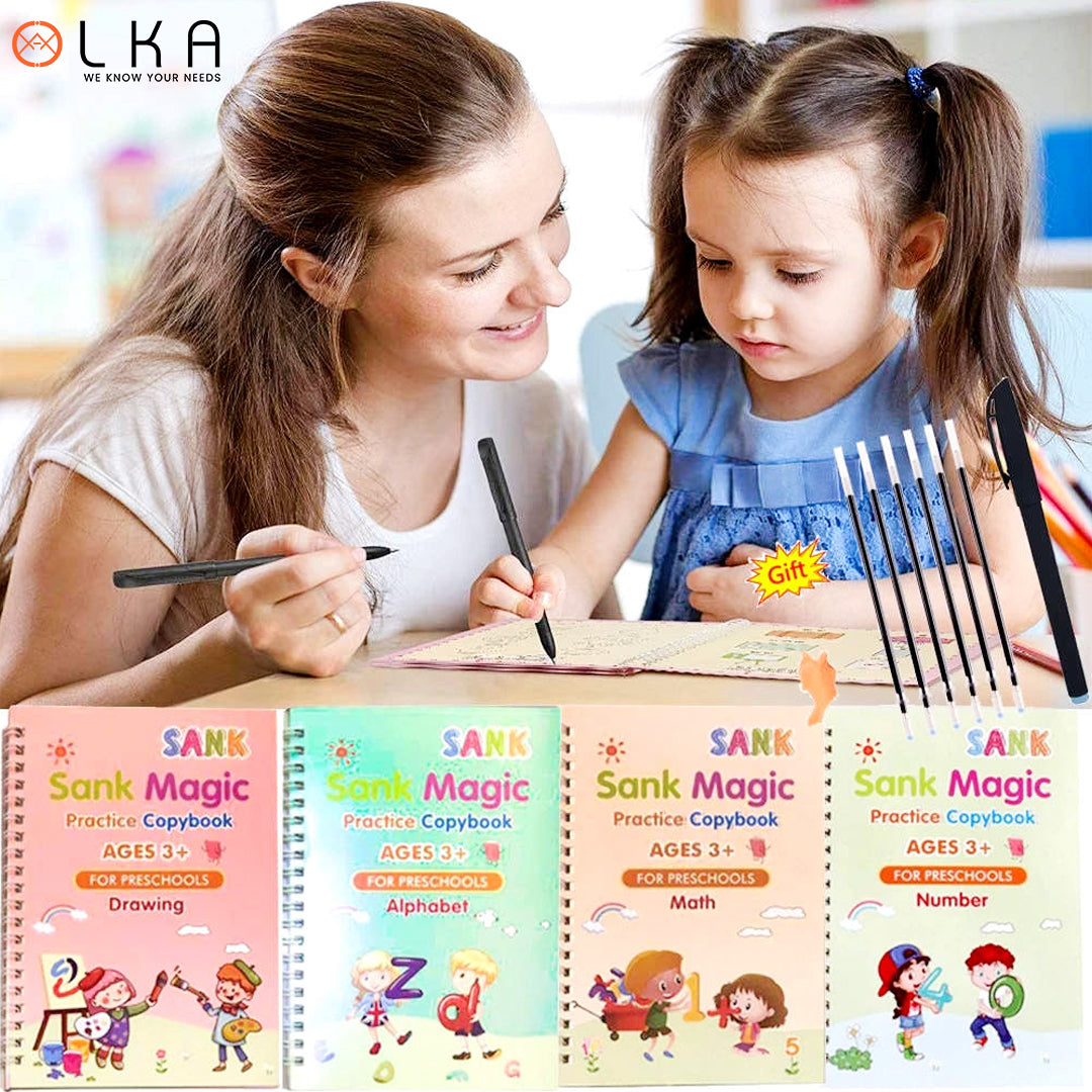 Kids Magic Practice Copybook Cross Border New Full English Calligraphy Learning Letters Numbers Math Drawing 4 Different Books