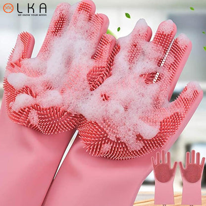 High Quality Magic Silicone Rubber Dish Washing Kitchen Hand Gloves