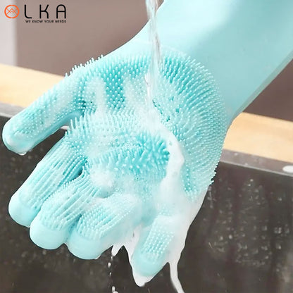 High Quality Magic Silicone Rubber Dish Washing Kitchen Hand Gloves