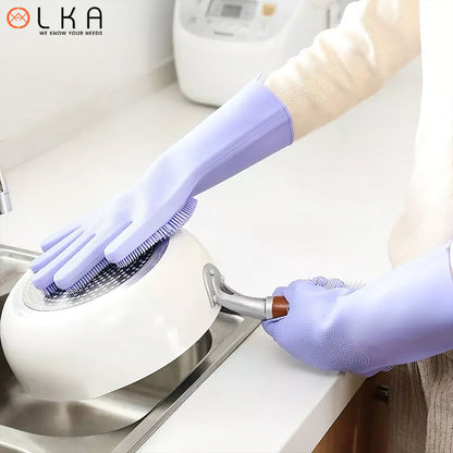 High Quality Magic Silicone Rubber Dish Washing Kitchen Hand Gloves