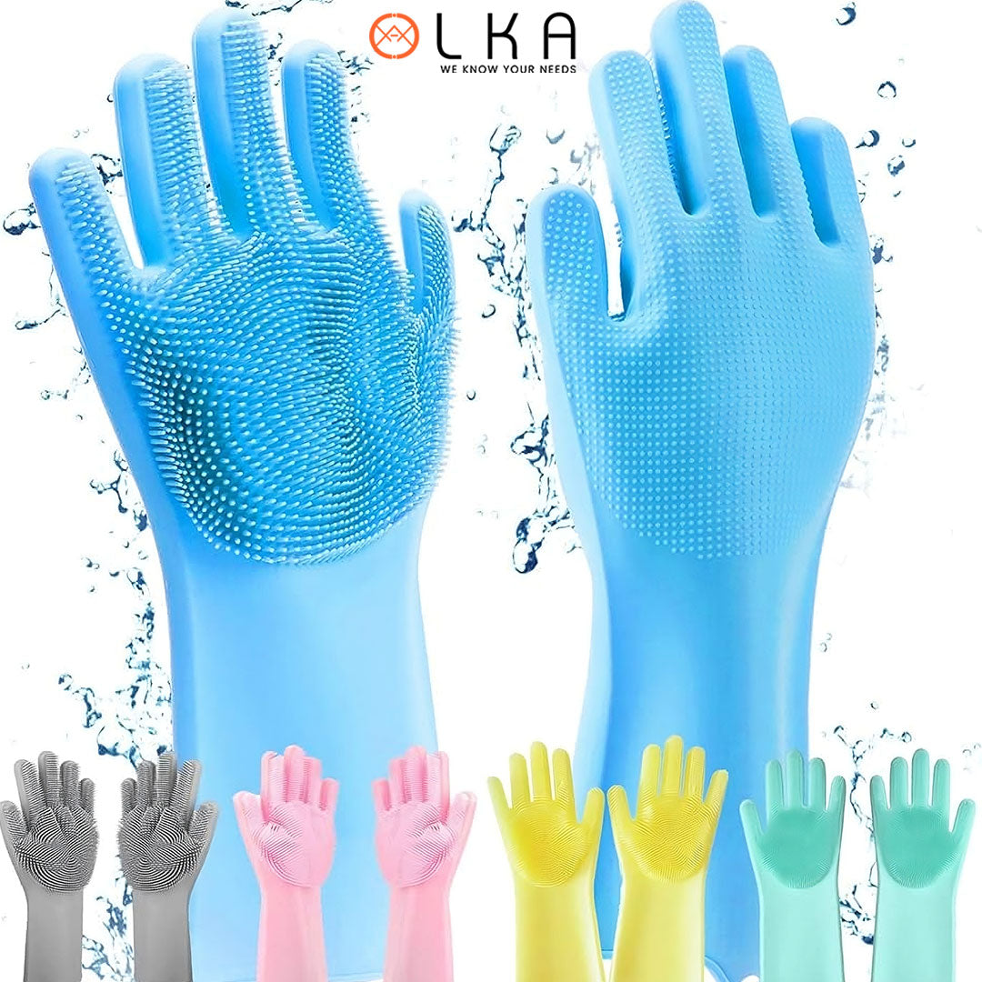 High Quality Magic Silicone Rubber Dish Washing Kitchen Hand Gloves