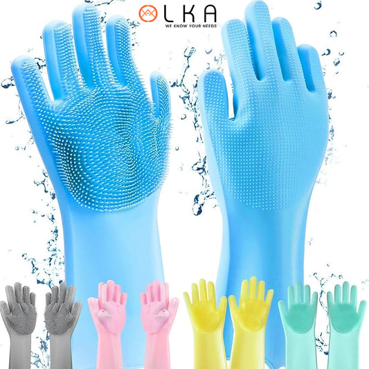 High Quality Magic Silicone Rubber Dish Washing Kitchen Hand Gloves