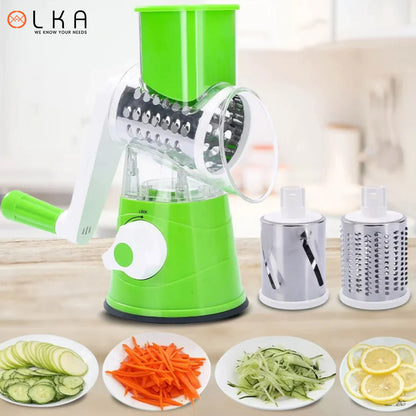 Vegetable Slicer Manual Kitchen Grater Vegetable Chopper 3 in 1 Round Mandolin Cutter Potato Spiralizer Household Gadgets